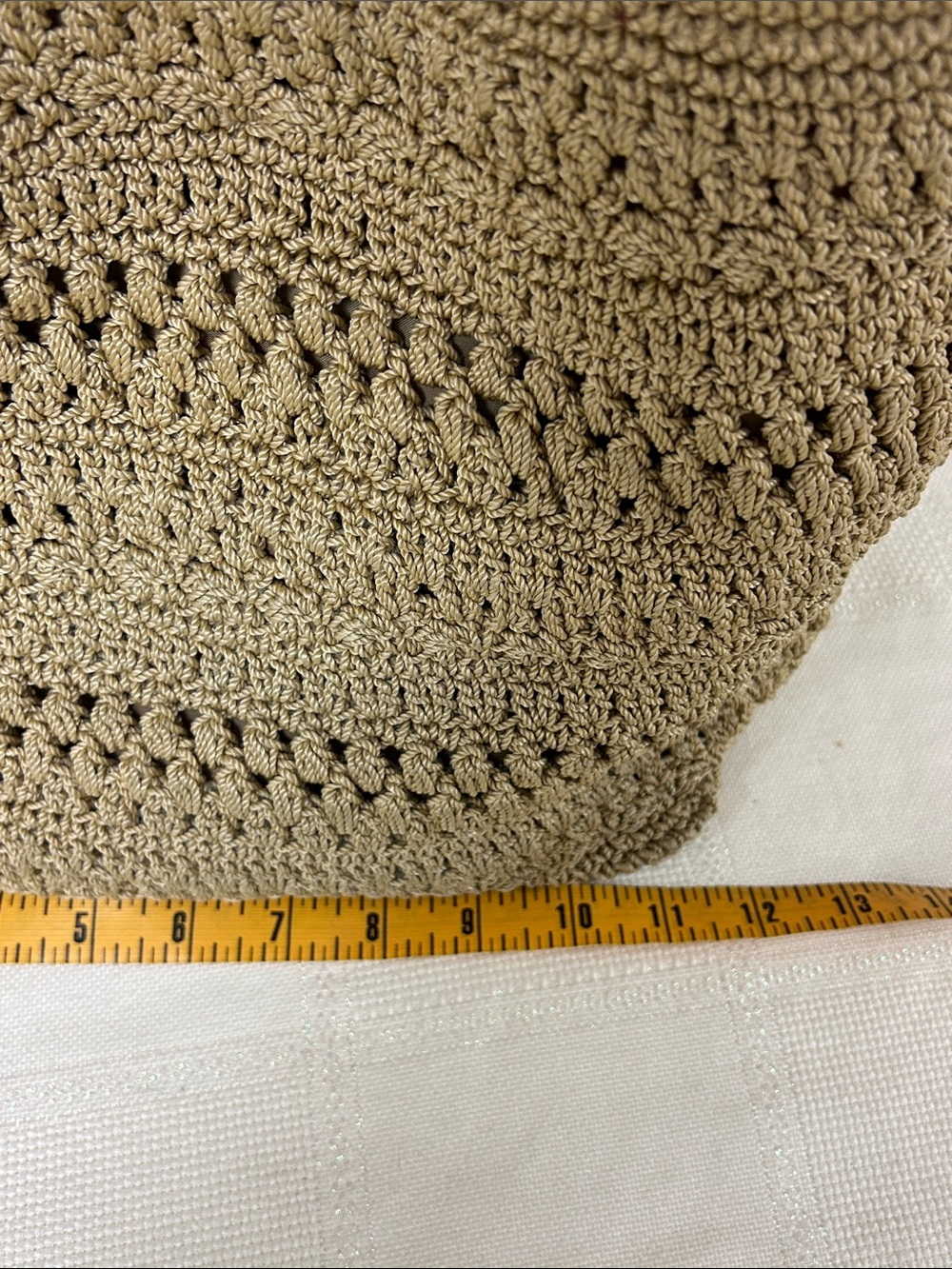 Lina Handwoven Crochet Tote in Tan image 5